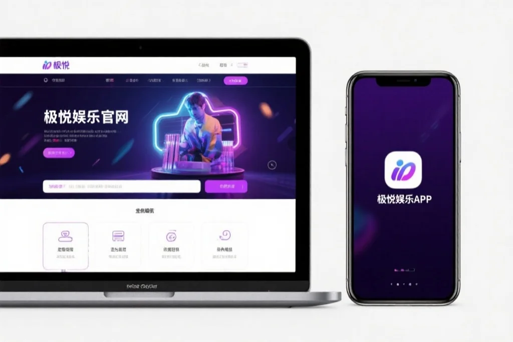 一台笔记本电脑屏幕上显示着先锋2娱乐官网的界面，旁边是一部手机显示着先锋2娱乐APP，两者并列对比
